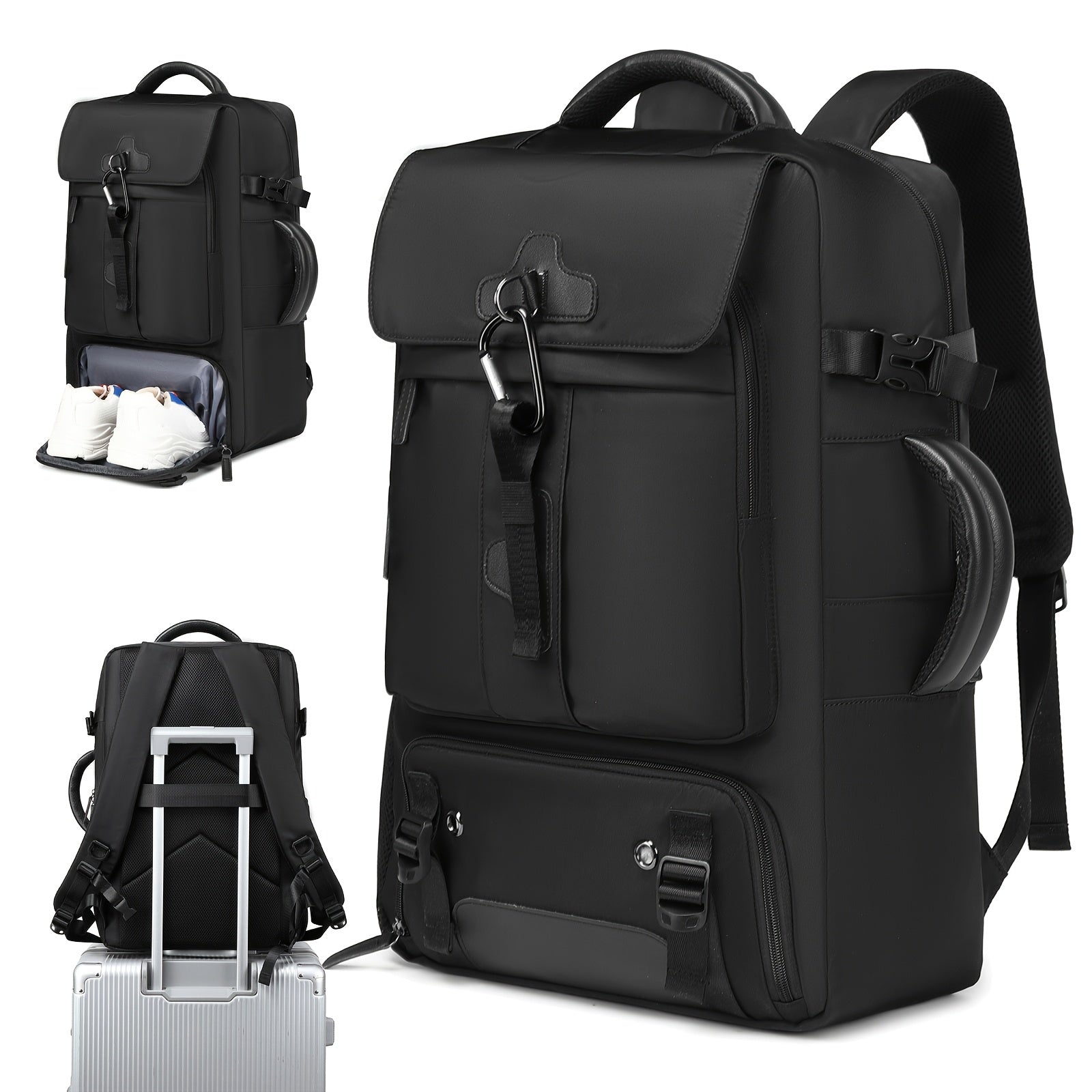 حقيبة ظهر نسائية للسفر، مع جيب للأحذية وحزام الأمتعة، مناسبة للكمبيوتر المحمول بحجم 17 بوصة، حقيبة يومية خفيفة الوزن للجامعات، مناسبة لرحلات العمل في عطلة نهاية الأسبوع