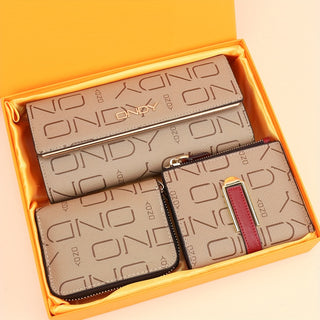 صندوق هدايا ثلاثي القطع، يتضمن محفظة نسائية طويلة محمولة، حقيبة بطاقات بسعة 11 بطاقة، محفظة صغيرة قابلة للطي متعددة الاستخدامات، هدية عيد ميلاد، هدية يوم الأم، هدية عيد الحب، هدية رأس السنة