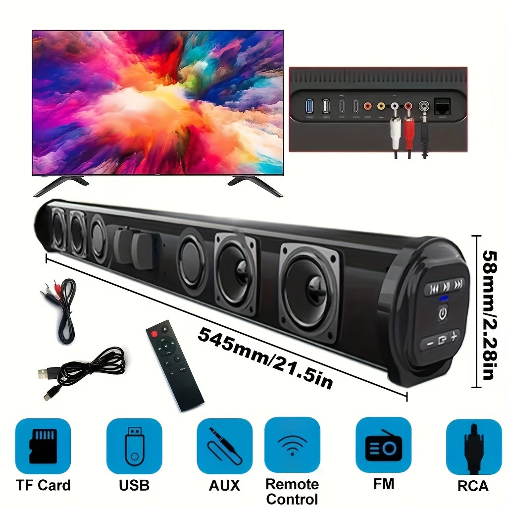 20W TV Bar Speaker Subwoofer Music Player سلكي لاسلكي منزلي تلفزيون محيط الصوت بار كمبيوتر سينما تلفزيون مكبر صوت، شريك جيد للمنزل (جهاز تحكم عن بعد بدون وظيفة لاسلكية)، هدايا عيد الأب، هدايا عيد الميلاد