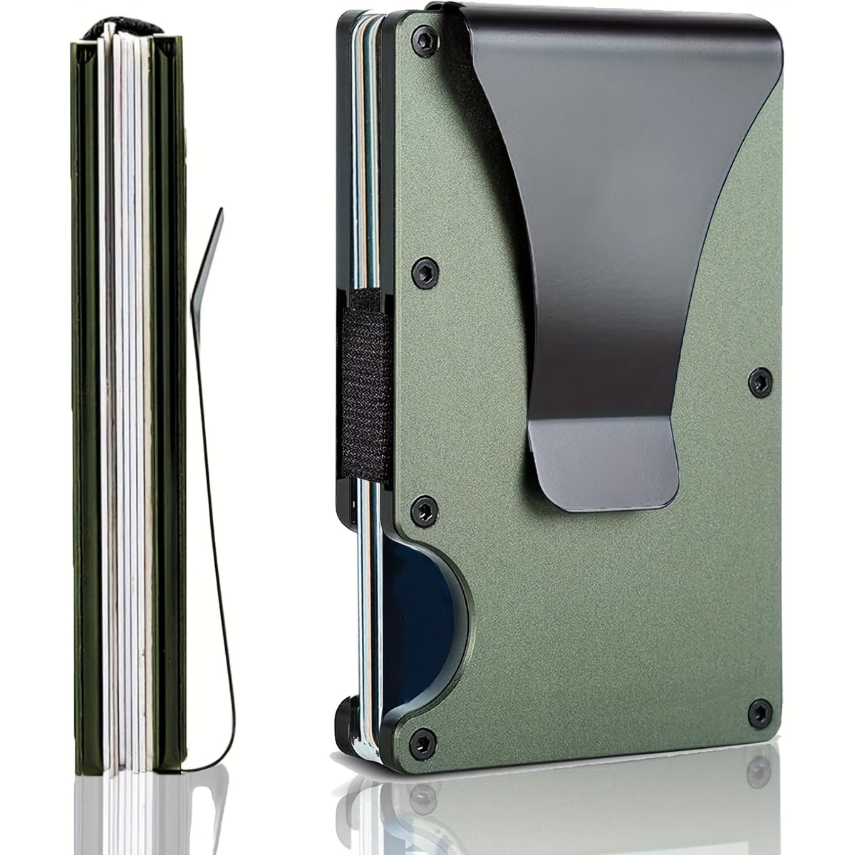 محفظة ألومنيوم سوداء بسيطة مع فتحات آمنة للبطاقات RFID – مصممة للاستخدام اليومي والأعمال – حماية ضد السرقة، تتضمن حجرة إضافية لتخزين البطاقات | محفظة أنيقة من الألومنيوم | محفظة صغيرة متينة