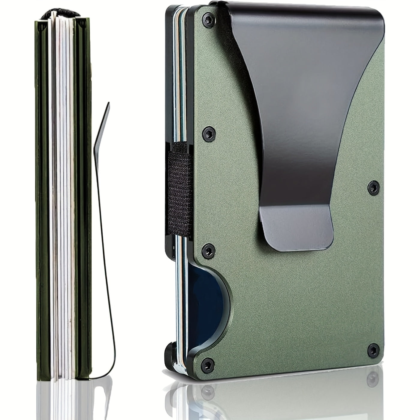 محفظة ألومنيوم سوداء بسيطة مع فتحات آمنة للبطاقات RFID – مصممة للاستخدام اليومي والأعمال – حماية ضد السرقة، تتضمن حجرة إضافية لتخزين البطاقات | محفظة أنيقة من الألومنيوم | محفظة صغيرة متينة