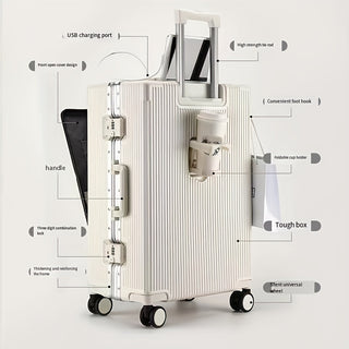 أمامي مفتوح صندوق جانبي مشبك أمامي مفتوح غطاء سحب قضيب إطار ألومنيوم سعة كبيرة شحن USB مع حامل كوب للكمبيوتر المحمول