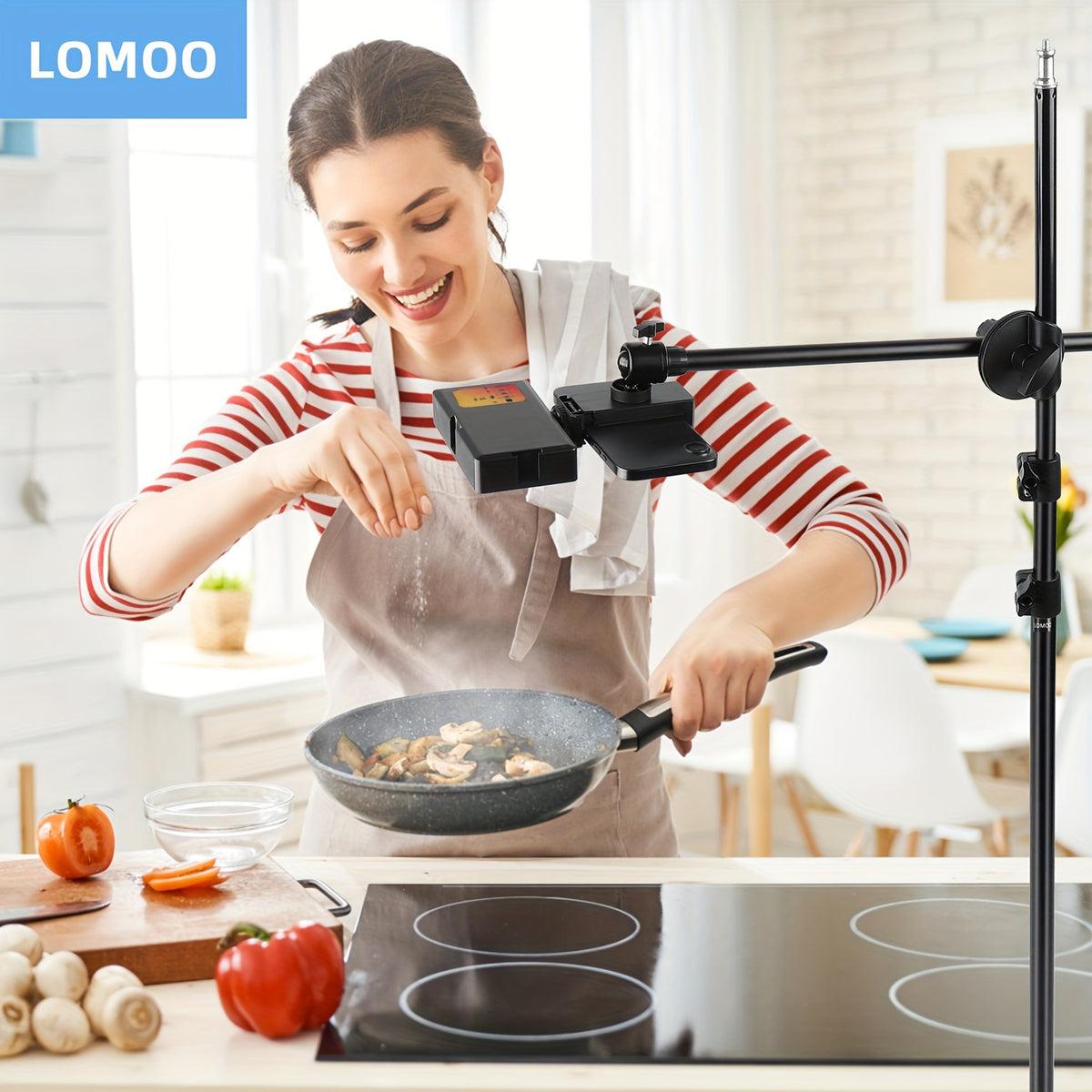 1 قطعة Lomoo LED Fill Light مع حامل ثلاثي القوام وثلاثة ألوان درجة الحرارة ، تثبيت الأرض ، تحكم زر الضغط ، بطارية ليثيوم قابلة للشحن ، طاقة مزدوجة USB / بطارية ، للاستوديو ، الماكياج ، التصوير ، البث المباشر ، الطبخ ، الرسم ، التدريس - يتضمن قضيب تمديد ،