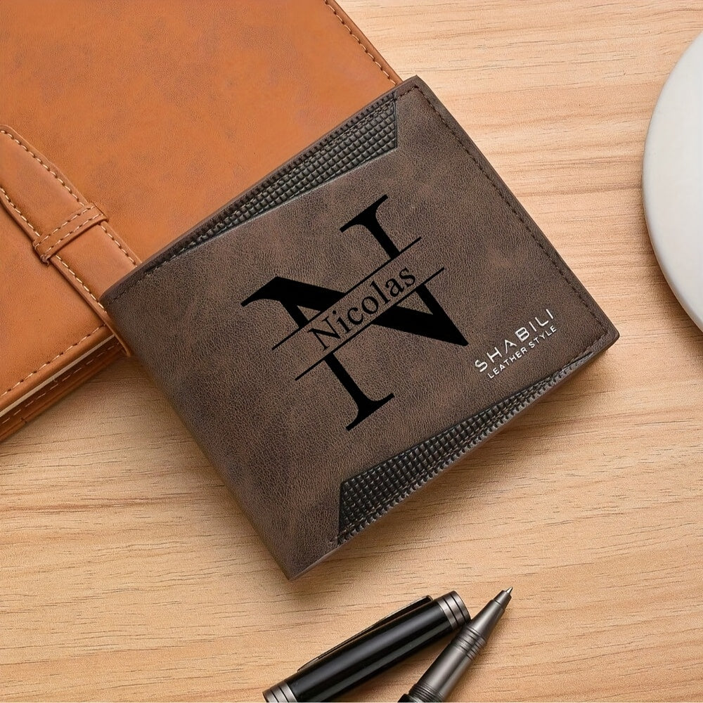 محفظة قابلة للتخصيص باسم "صموئيل" - جلد صناعي بني أنيق، ثنائية الشكل بسحاب قصير مع مساحة لاسمك، مثالية للرجال والنساء، هدية مثالية ليوم الأب، عيد الحب، الكريسماس، أعياد الميلاد والمزيد، هدية | محفظة قابلة للتخصيص | محفظة متينة