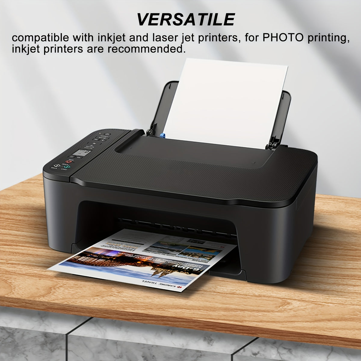 ورق صور لامع مزدوج الوجه بحجم A4 (210*297 مم)، 50 ورقة، بسمك 240 جرام لكل متر مربع، بأبعاد 21.08×29.72 سم، مناسب لطابعات الحبر النفاث.