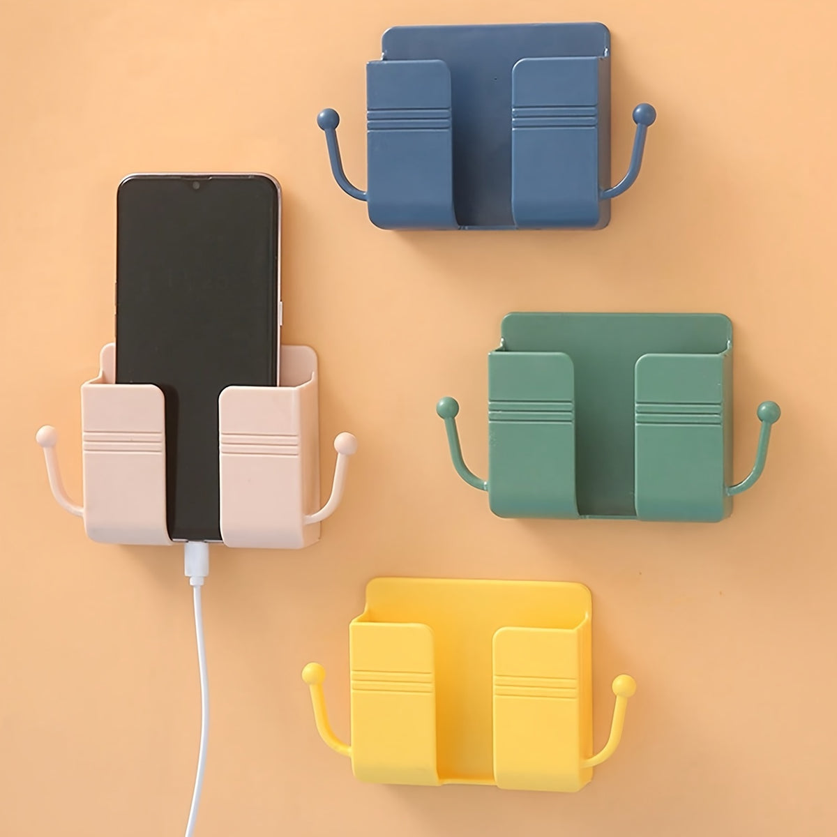 1 قطعة متعددة الوظائف معلقة على الحائط ، معلقة على جانب السرير ، رف تخزين الهاتف المحمول المثبت على الحائط ، الرف ، اللزج
