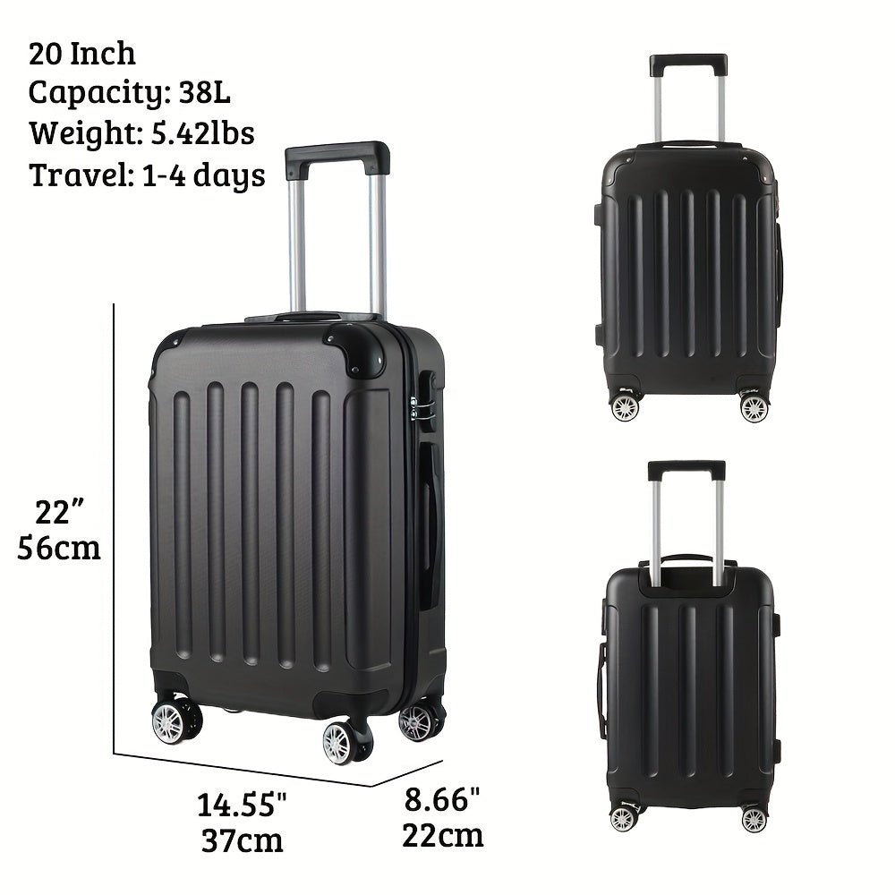 حقائب سفر صلبة بحجم 20/24/28 بوصة مع عجلات دوارة - حقائب صلبة خفيفة الوزن من ABS، قفل بكلمة مرور، مقبض تلسكوبي وعجلات دائرية سلسة للسفر، أخضر/أزرق/أسود