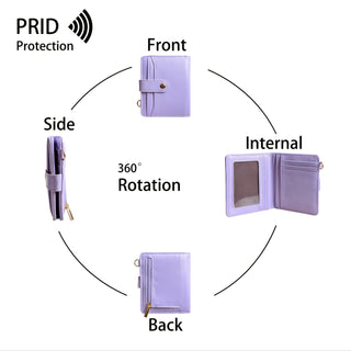 محفظة نسائية مضادة للسرقة بتقنية RFID مع فتحات متعددة للبطاقات وسحاب، سيليكون أنيق وقابل للإزالة ومحمولة ومتعددة الاستخدامات