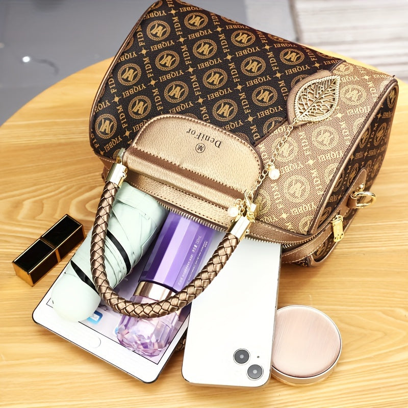 حقيبة بوسطن العصرية، حقيبة وسادة مطبوعة ذات سعة كبيرة، حقيبة كتف متقاطعة جديدة، حقيبة يد عصرية، حقيبة كتف للنساء مع قلادة، حقيبة يد نسائية