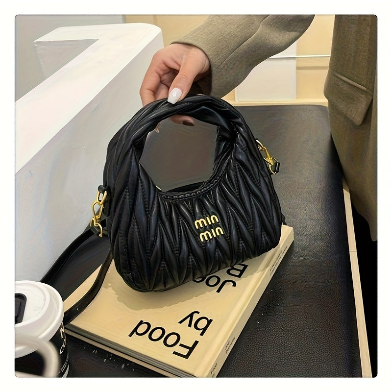 حقيبة ظهر صغيرة للنساء بتصميم عتيق مطوي على الكتف الأحدب، باللون الأبيض، الوردي الفاتح، الأسود، بلون سادة، مع إغلاق بسحاب، بطانة من البوليستر، طلاء على الحواف، للمكتب