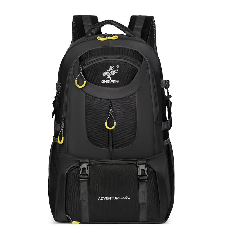 حقيبة ظهر خفيفة الوزن وقابلة للتنفس بسعة 40 لتر للرجال والنساء - حقيبة سفر قابلة للطي مع جيب للحاسوب المحمول، أحزمة قابلة للتعديل، بوليستر متين - مثالية للتخييم، ركوب الدراجات، المدرسة، المغامرات الخارجية (أسود)، حقيبة ظهر للسفر، معدات المغامرة، تصميم متع