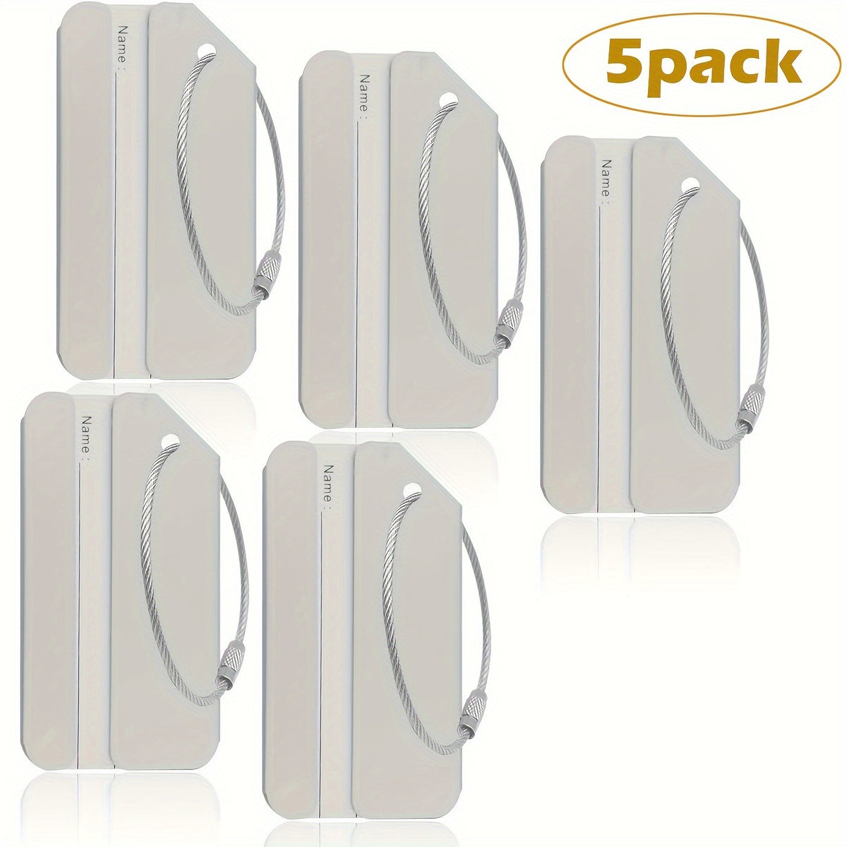 5 قطع من حاملات علامات الأمتعة من الألومنيوم مع حلقات فولاذية و علامات هوية لتحديد حقيبة السفر، أقواس معدنية متينة لتعليق علامات الأمتعة، نمط كاجوال