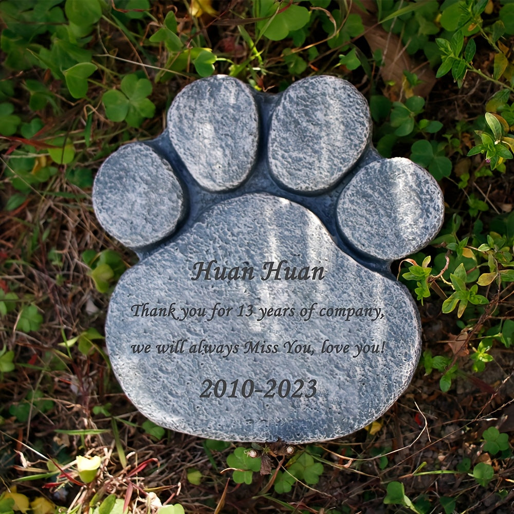 حجر تذكاري للكلاب بتصميم شخصي - طبعة مخلب كبيرة باللون الرمادي، نقش أنيق بحجم الحيوان الأليف، عمر من الحب والتقدير، هدية تعزية في حال وفاة الحيوان الأليف، هدية تذكارية للحيوان الأليف | نقش أنيق | حجر متين، حجر تذكاري للكلاب