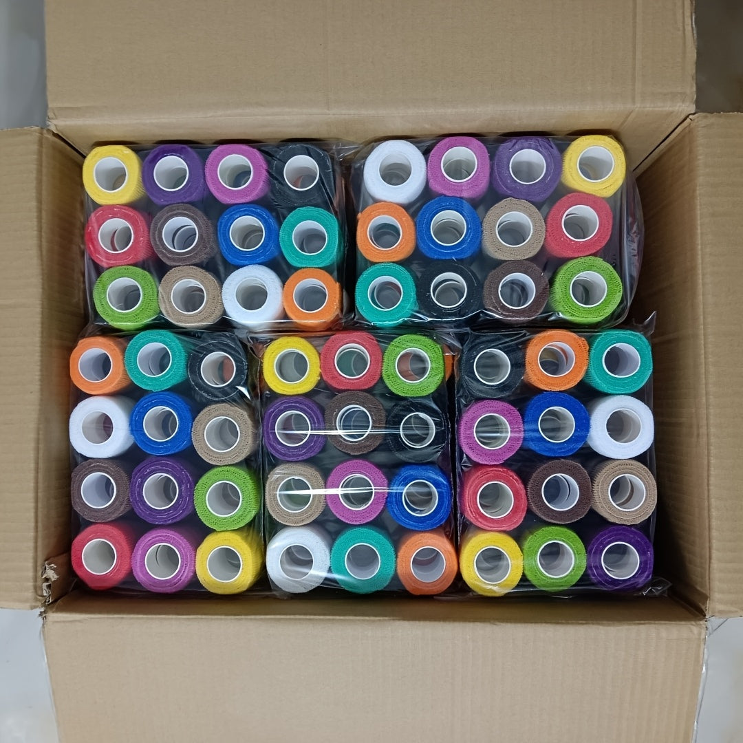 20 قطعة شريط رياضي لاصق ذاتي - لفافة رياضية غير منسوجة عالية التحمل، التصاق قوي لدعم المفاصل والوقاية من الإصابات والتعافي - مثالي للجيم، الرياضات، العناية البيطرية (20 لفة باللون الأزرق، الأخضر، البرتقالي، البنفسجي، الأصفر، الأبيض، الأسود) - شريط طبي متع