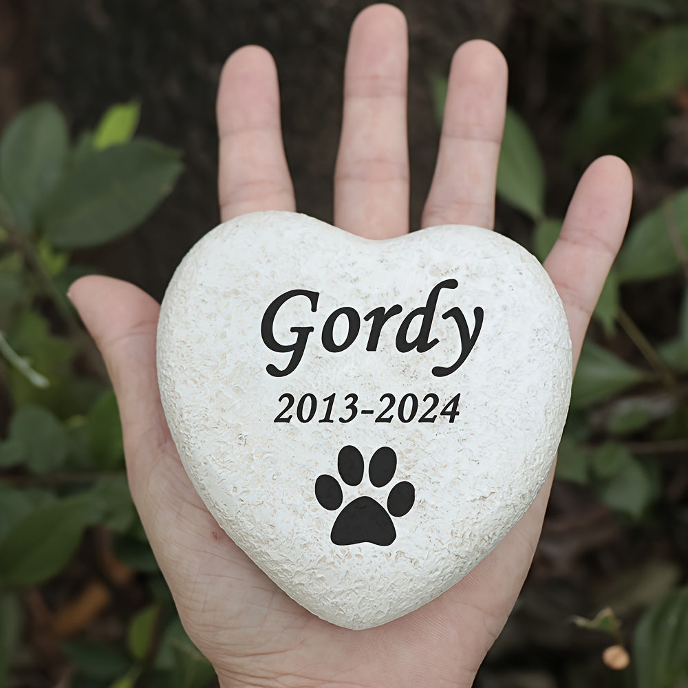 حجر تذكاري على شكل قلب محفور حسب الطلب، يحمل اسم الحيوان الأليف وتاريخ، حجر صغير للحديقة للقطط والكلاب، تذكار جنازة للحيوانات الأليفة.