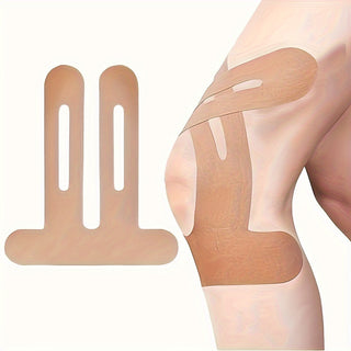 10 قطع شريط كينسيولوجي مسبق القطع للركبتين، قابل للتنفس، أزرق فاتح، دعم رياضي للجري والمشي لمسافات طويلة وركوب الدراجات