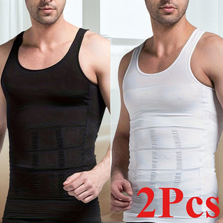 2 قطعة سترة ضغط للرجال لتقوية الخصر ودعم الظهر، مريحة وسهلة الارتداء، مناسبة لكل المناسبات، يوصى باختيار مقاس أكبر