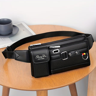 حقيبة خصر مربعة أنيقة وعصرية، حقيبة حزام متعددة الوظائف للرجال، حقيبة كتف مائلة متينة وعصرية.