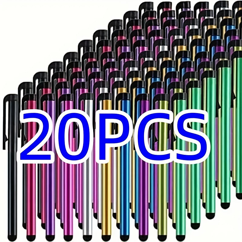 مجموعة أقلام ستايلس 20 قطعة، غير قابلة للشحن، بدون بطارية، بدون مكونات إلكترونية، متوافقة مع الهواتف الذكية، الأجهزة اللوحية والكمبيوتر المحمول