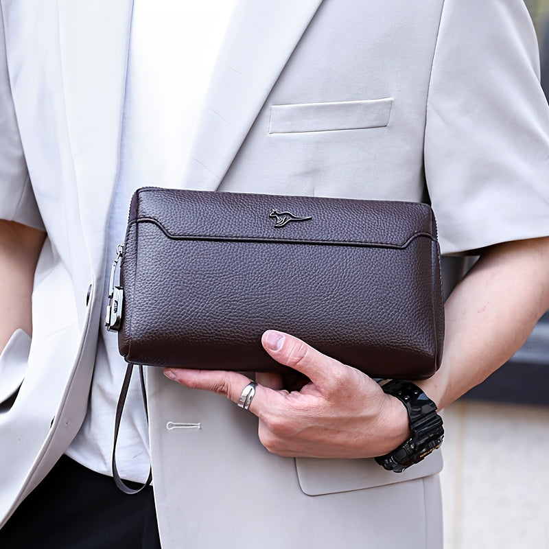 محفظة رجالية بحماية RFID - سعة كبيرة، محفظة بسحاب مضادة للسرقة مع عدة أقسام، تصميم أنيق للاستخدام اليومي (أسود وبني)، إكسسوار للمسافرين | محفظة مينيمالية | محفظة متينة