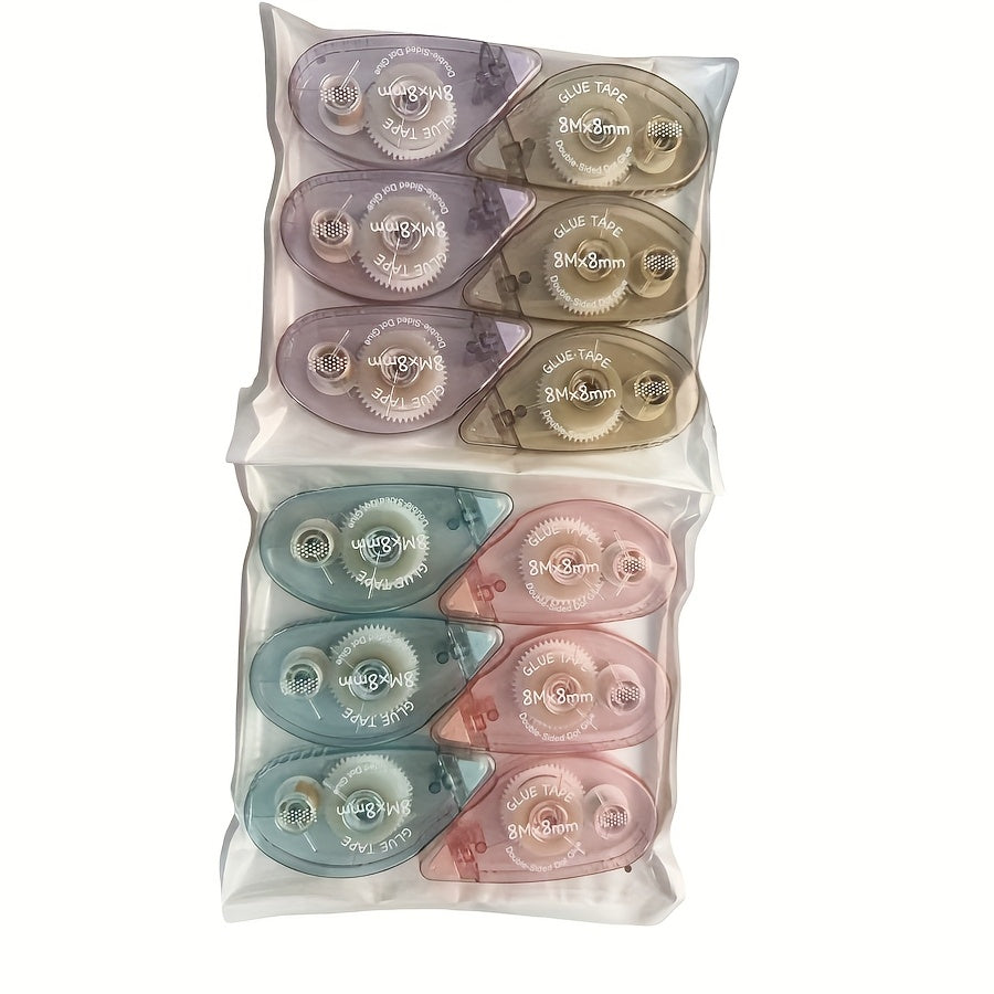 12 قطعة من بكرات الشريط المزدوج الجانب، مستلزمات الكتابة على الفقاعات، بكرات الشريط اللاصق للصناعات اليدوية، مناسبة للكتابة على الفقاعات والصناعات المدرسية والمنزلية.