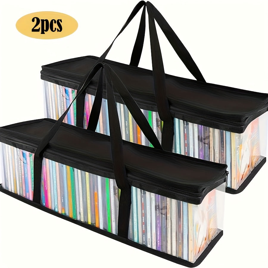 2 قطعة من حقائب التخزين البلاستيكية القابلة للطي ذات السعة الكبيرة مع ألواح رؤية شفافة، مقابض متينة - مثالية لتنظيم الألعاب والكتب والملابس | مثالية لتخزين المنزل وخزانة غرفة النوم (أسود)