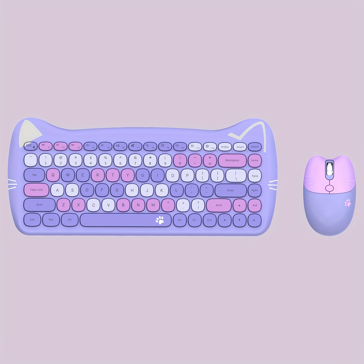 مجموعة لوحة مفاتيح وفأرة لاسلكية على شكل قطة لطيفة من MOFii، لوحة مفاتيح 84 مفتاحًا وفأرة بتقنية الأشعة الضوئية 2.4 جيجاهرتز، تصميم محمول من مادة ABS، بطارية AAA غير قابلة لإعادة الشحن، متوافقة مع الكمبيوتر الشخصي