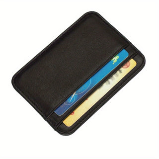 حامل بطاقات الجلد الطبيعي الرقيق للرجال مع تقنية RFID لمنع الفتح - حافظة بطاقات العمل السوداء، محفظة بطاقات الائتمان المدمجة للرجال، مثالية كهدية في عيد الميلاد أو الشكر أو عيد الأب، حامل بطاقات الهدايا | تصميم محفظة أنيق | حامل بطاقات متين