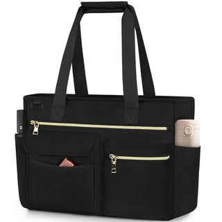 حقيبة NEWHEY بسحاب كبيرة للنساء - حقيبة حمل لابتوب للسفر 39.62 سم - أسود