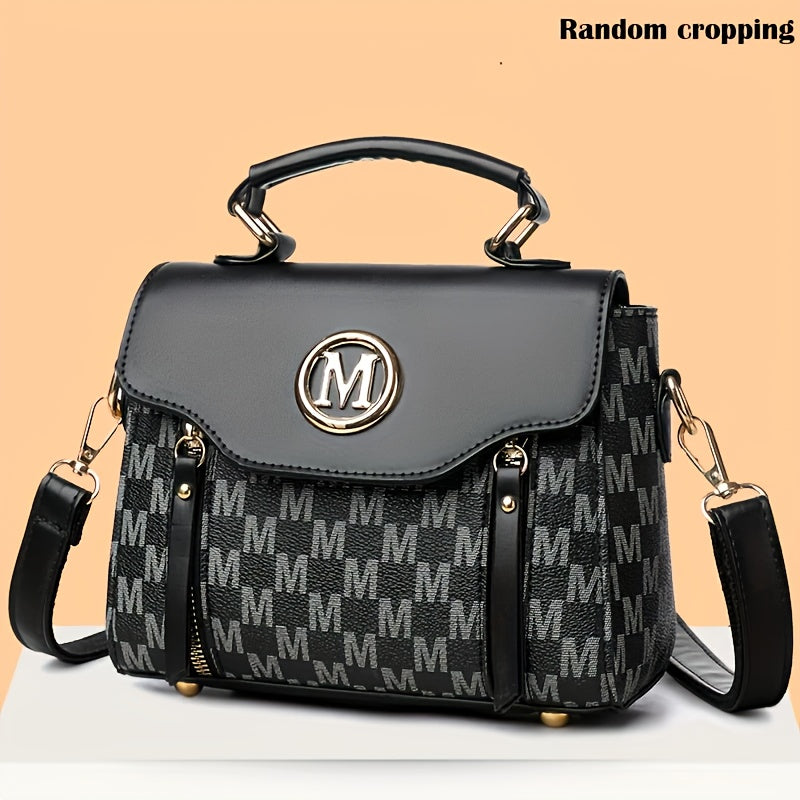 حقيبة كتف بتصميم مربعات بنية وأبيض وأنيقة من Perfect Lily مع إغلاق بسحاب وقابل للإزالة، مثالية للاستخدام اليومي والتسوق والمزيد، حقيبة يومية|حقيبة بنمط مربعات|سحابات متينة، حقيبة كتف