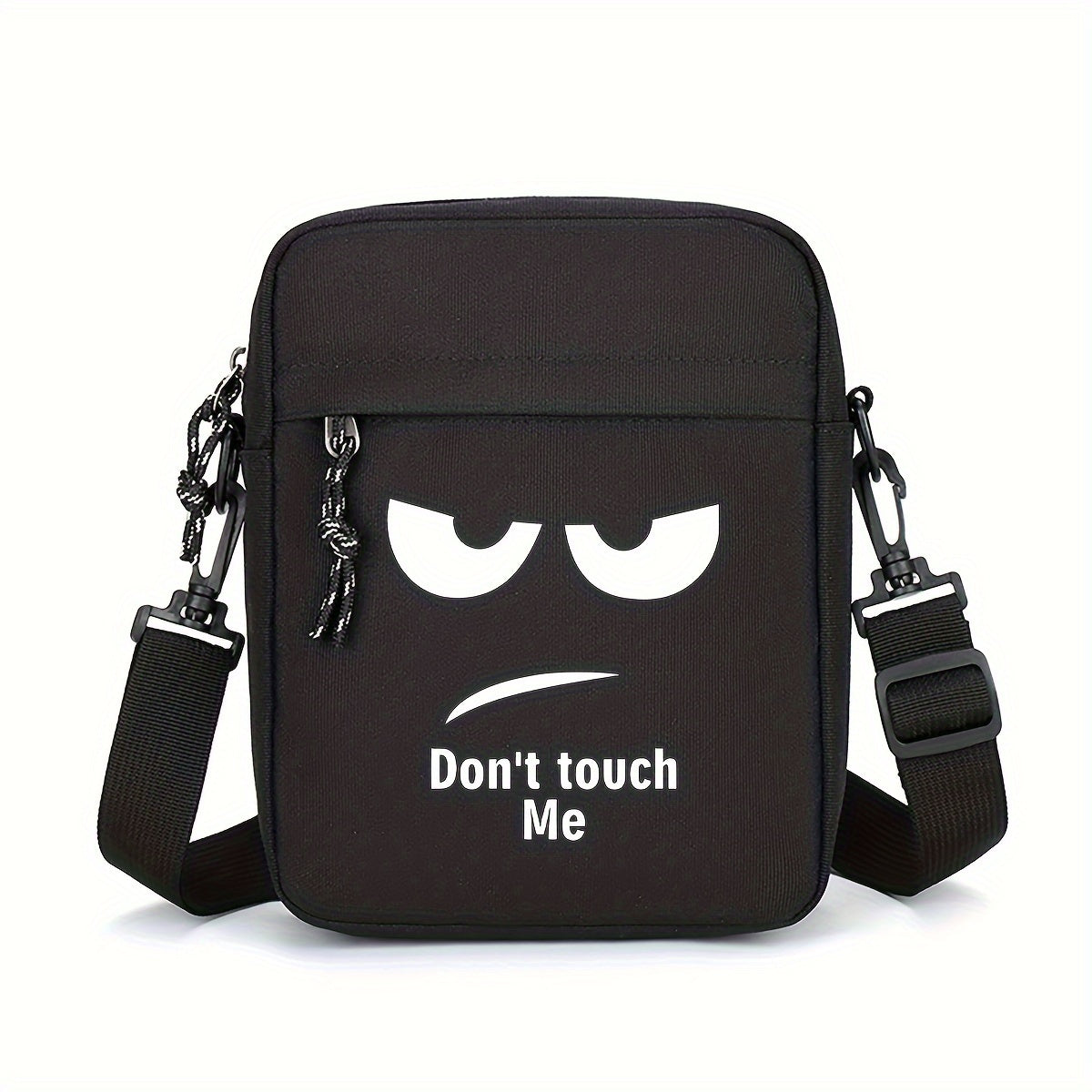 حقيبة كتف رجالية كاجوال من قماش أكسفورد - سعة كبيرة، حزام قابل للتعديل، مثالية للعمل والأنشطة الخارجية، أسود