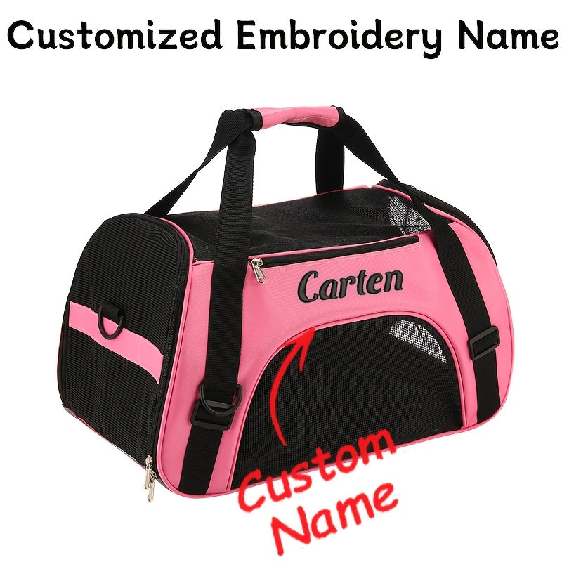 حقيبة الحيوانات الأليفة المطرزة بتصميم خاص، حقيبة حمل الكلاب المحمولة للسفر، حقيبة كروسبودي، حقيبة ظهر للحيوانات الأليفة قابلة للتنفس، حقيبة الكلب المطوية.
