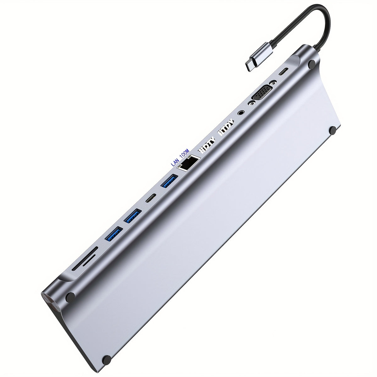 مناسب لجهاز USB C Hub 12 في 1 مع محول USB C مع 4K HDTV متوافق مع VGA USB-C Thunderbolt 3 شبكة جيجابت، صوت مستقل SD/TF، USB 3.0/2.0 توسعة هوب نفس الشاشة مع 1080P لأجهزة Apple لنظام التشغيل Windows، Android شاشة مختلفة