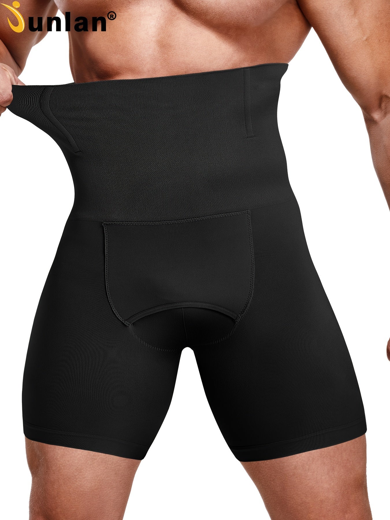 شورتات SUNLAN للرجال بدون خياطة للتحكم في البطن بضغط عالي - ملابس تشكيل الجسم للتنحيف بتصميم خاص للعانة، خليط نايلون/سباندكس قابل للتنفس، قابل للغسل يدويًا، لتحسين الضغط والدعم، ملابس داخلية للتحكم في البطن