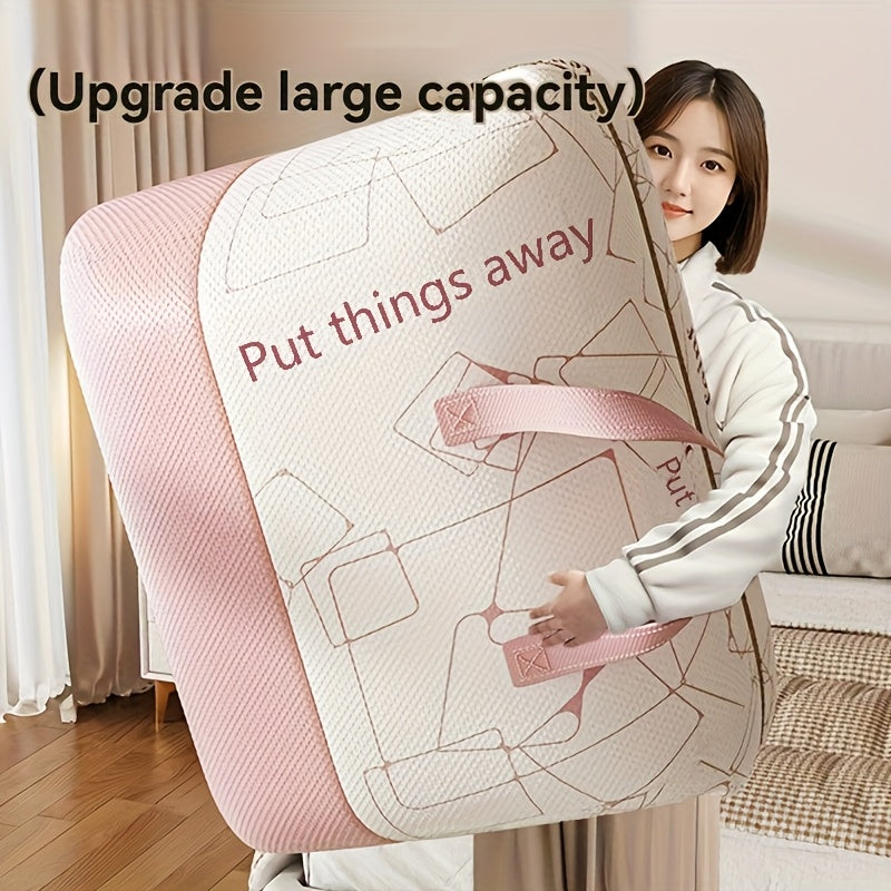 حقيبة تخزين مع مقابض، متوفرة بحجم L و XL، بتصميم سميك ووسع، مناسبة للمساكن الجامعية، مراكز الأطفال، تخزين السفر، الانتقال، التعبئة والتغليف، وتنظيم المنزل للأغطية والملابس، تساعد في توفير المساحة.