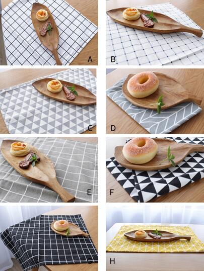 مفرش طباعة هندسي ومفرش طاولة طعام من مزيج الكتان لتزيين طاولة المنزل