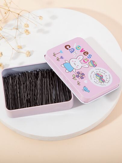 200 قطعة الأرنب شكل دبوس ورق في لطيفة صندوق تخزين الى اطفال