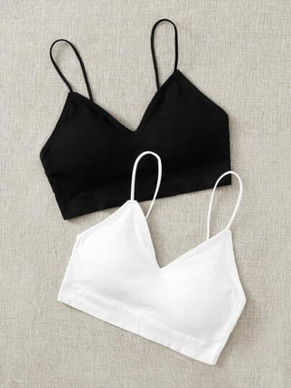 Shein Underwear&Sleepwear Basics مجموعة سوتيان مقلم - 2 عبوة