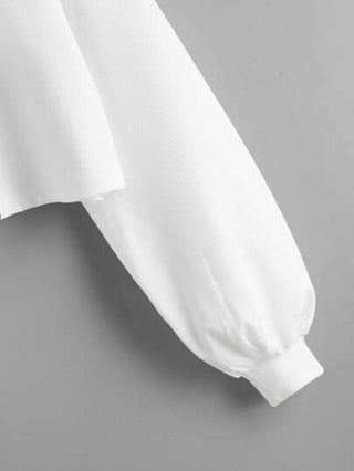 EZwear تي شيرت قصير محبوك مضلع ومنخفض الاكتاف