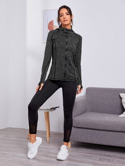 Sport Studio جاكيت رياضي مقنع بفتحة بصبغة فضاء