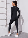 SHEIN Sport Gameset طقم نسائي رياضي متكامل يحتوي على تي شيرت برزم للإبهام وجيب للهاتف وجينز لياقة بدنية