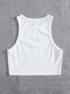 EZwear لباس علوي تانك محبوك مضلع ومطرز بفراشة