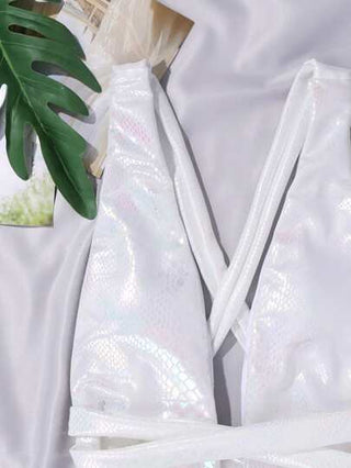 مايوه حريمي قطعة واحدة Swim ملابس سباحة قطعة واحدة مطوي معقود جلد ثعبان معدني