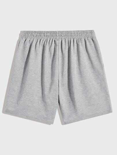 Manfinity Homme شورت تريك بلون موحد وبرباط خصر للرجال