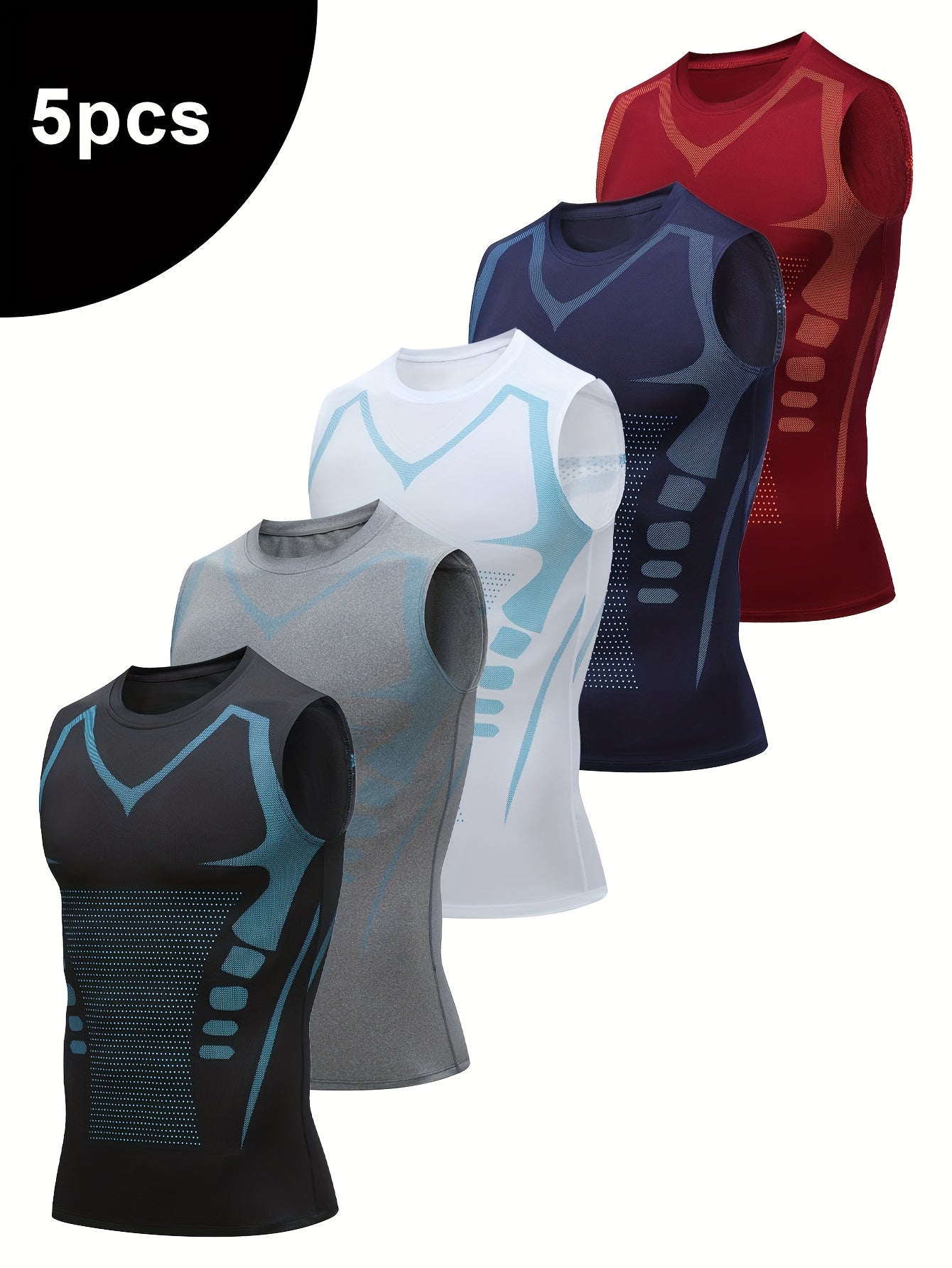 5 قطع من قمصان الرياضة للرجال - قمصان رياضية مريحة وقابلة للتمدد للتدريب والصالة الرياضية والملابس الكاجوال - أساسي لفصلي الربيع والصيف، ملابس رياضية أنيقة | رياضية أنيقة | مادة سريعة الجفاف