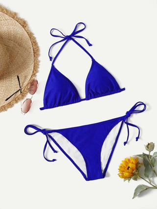 Swim Basics مجموعة بيكيني مونو للشاطئ الصيفي، حمالة وسروال مربوط عند الخصر قطعتان