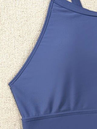 طقم تانكيني حريمي Swim طقم تانكيني سباحة بطباعة استوائية رسن 4طريقة مرون خلف لباس علوي & خصر عالي لباس قيعان 2قطع بدلة سباحة