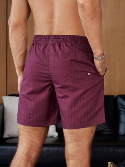 Surfspeed سراويل سباحة رجالية ذات حزام رباط بخصر وطباعة جيومترية عشوائية وشعارات، طراز هاواي