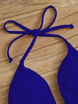 SHEIN Swim Curve مقاس كبير لباس علوي بيكيني مثلث سادة رسن