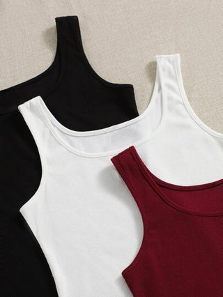 EZwear 3 حبات من السترة الضاغطة المضلعة بياقة U لصيف مشدودة